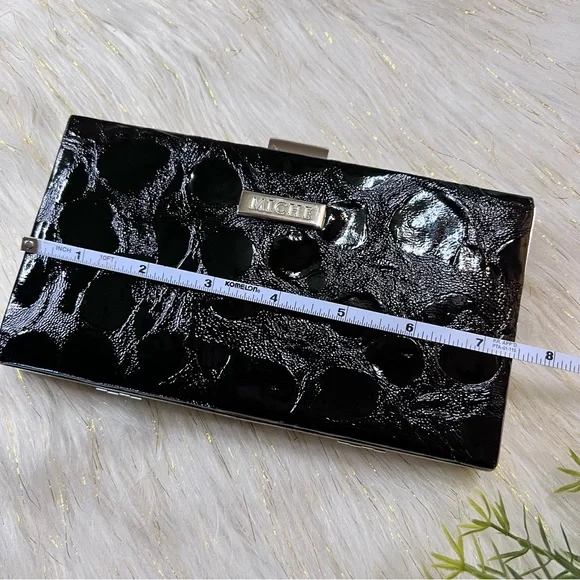 MICHE Black animal Print Faux Leather Silver tone Evening Clutch Bag NWOT - Picture 13 of 15
